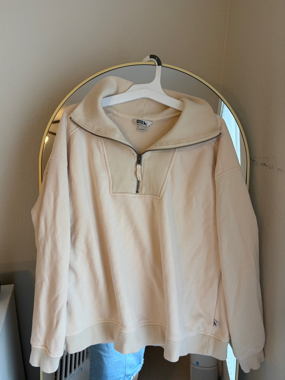 Eddie Bauer Cream Half-Zip Pullover Sweatshirt